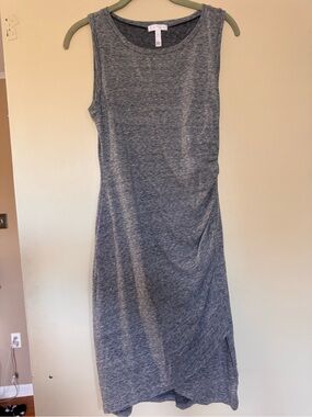 Leith Heather Gray Asymmetrical Sleeveless Midi Dress